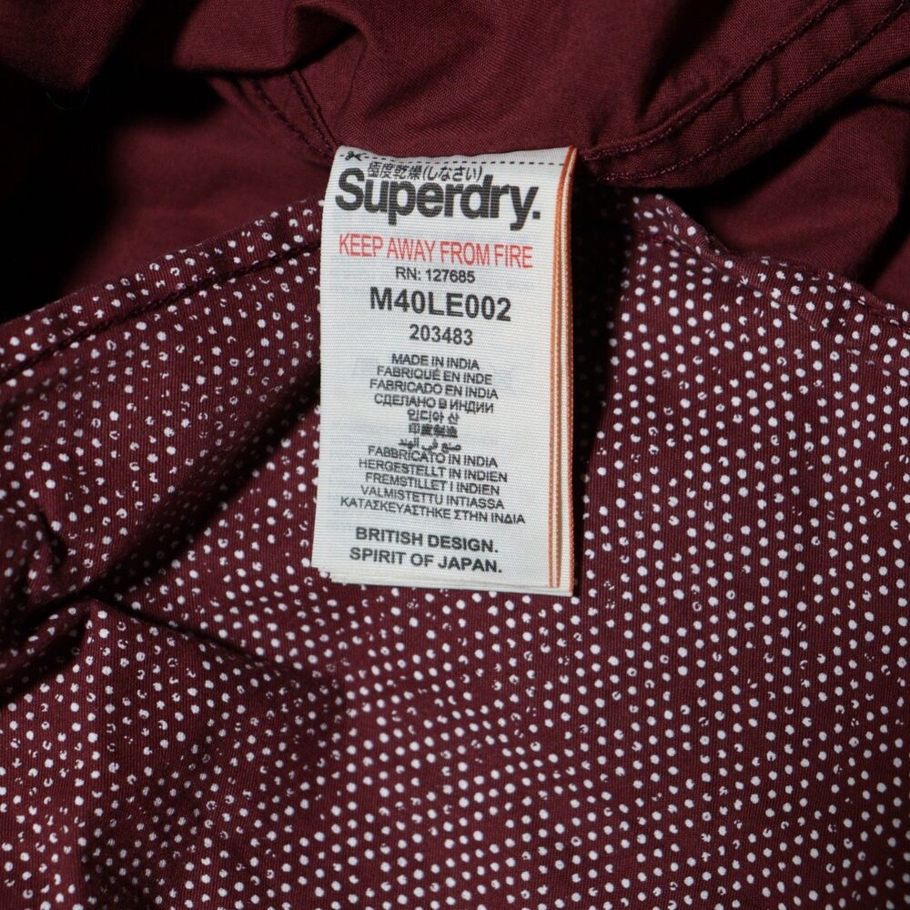 SUPERDRY Long Sleeve Button Shirt Men XL Red Geometric Dots Logo The Raw Riveter - Picture 9 of 13